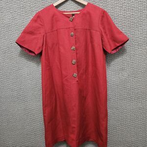 POSITIVE ATTITUDE Women’s Red Button Front Short Sleeve Dress Size Petite 14